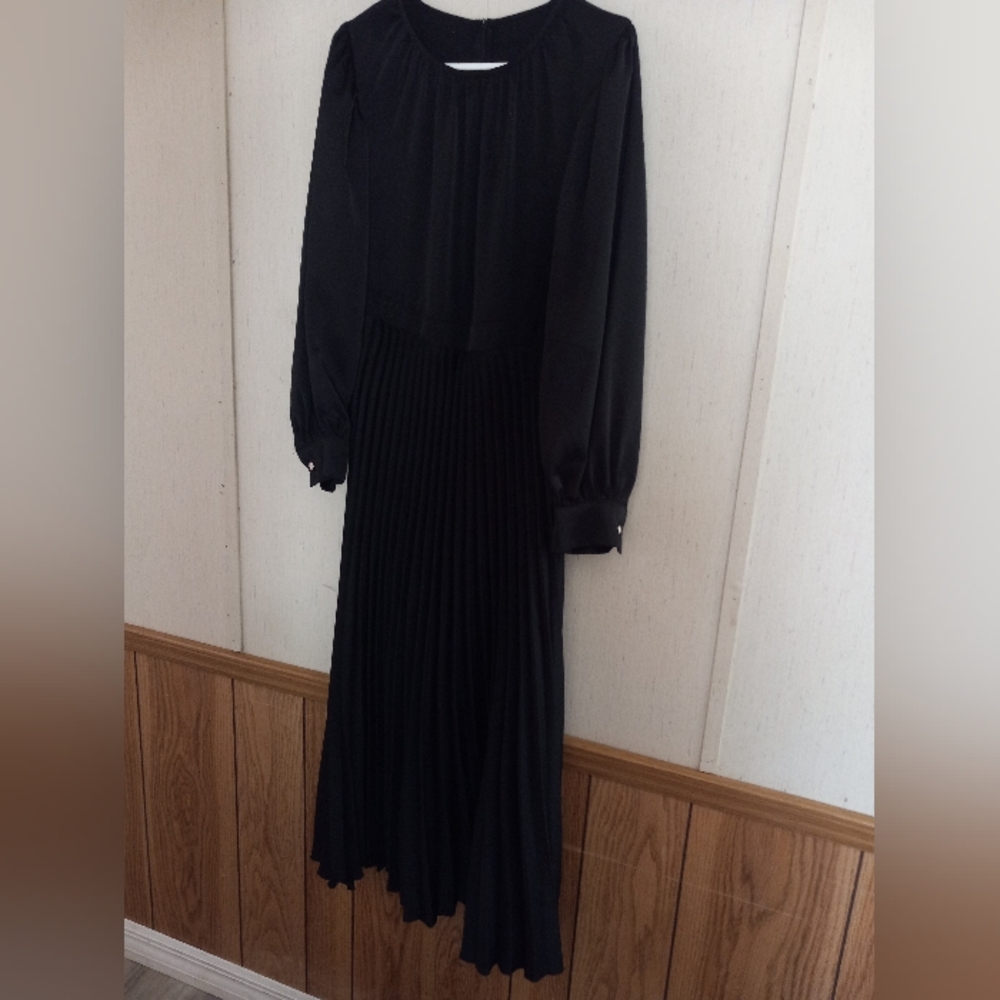 Elegant Black Pleated Dress
